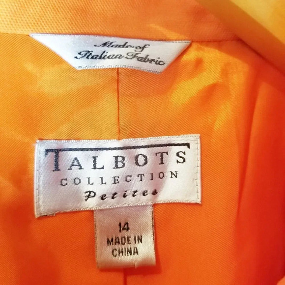 Talbots Collection Orange Italian Fabric‎ Cotton Button Down Jacket Size 14P - Picture 10 of 11